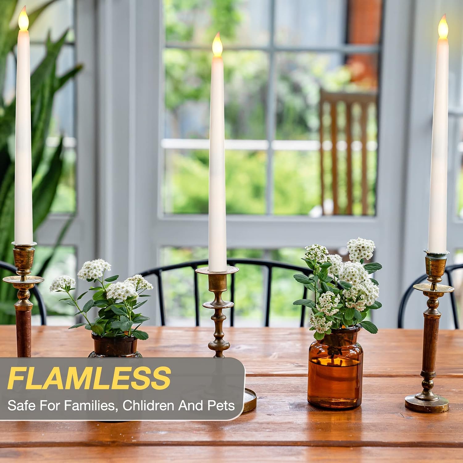 24 Pack Flameless Flicker Taper Candles Bulk with Remote and Timer, Battery Operated LED Warm White Taper Candles Light
