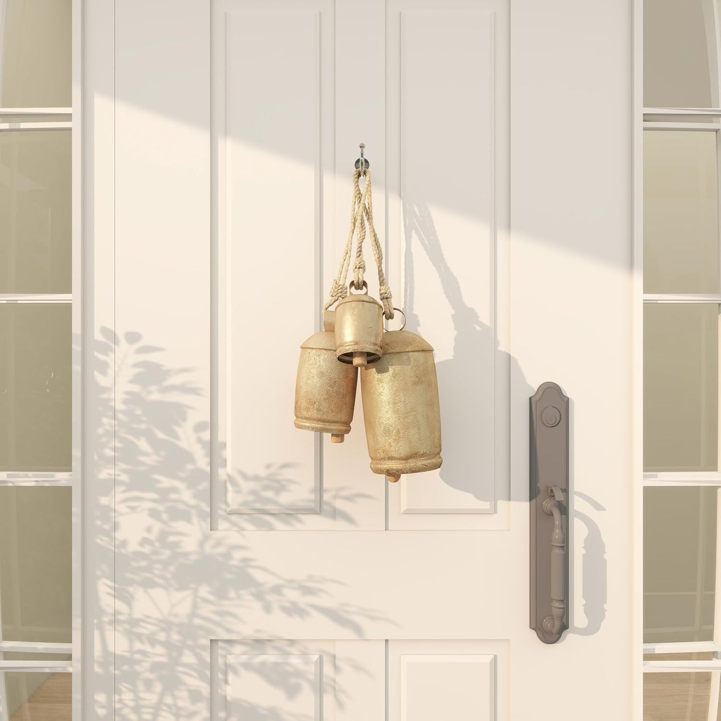 Deco 79 Metal Cow Bells, Meditation Bell, Set of 3, 10", 7", 5"H, Gold | Indoor metal art Tibetan inspired decorative