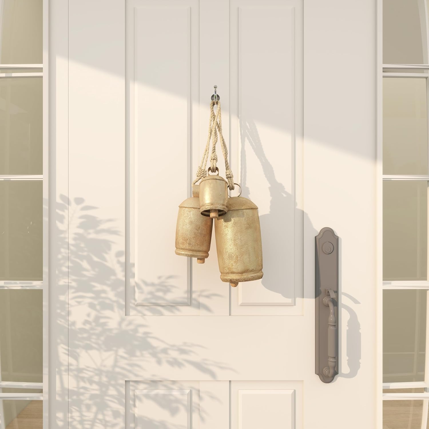 Deco 79 Metal Cow Bells, Meditation Bell, Set of 3, 10", 7", 5"H, Gold | Indoor metal art Tibetan inspired decorative