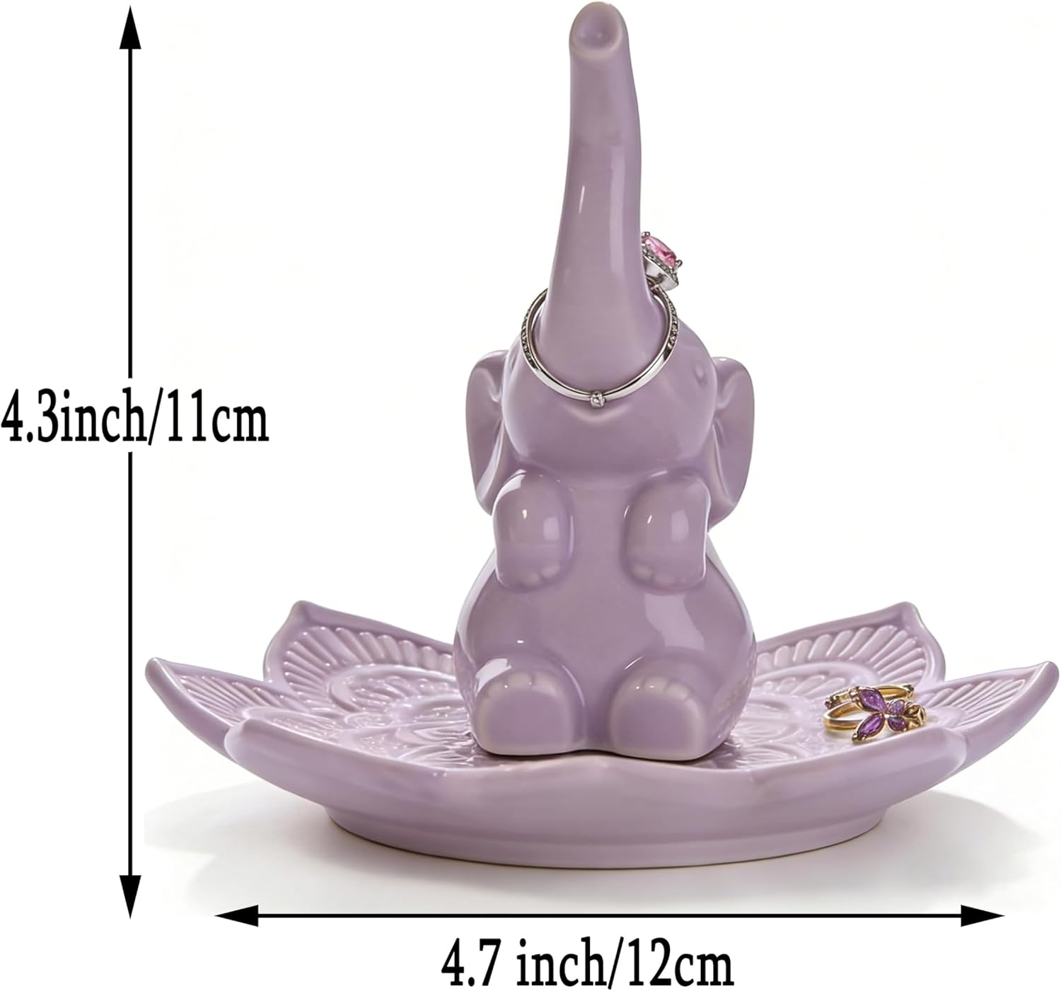 Elephant Ring Holder Jewelry Dish for Women / Purple