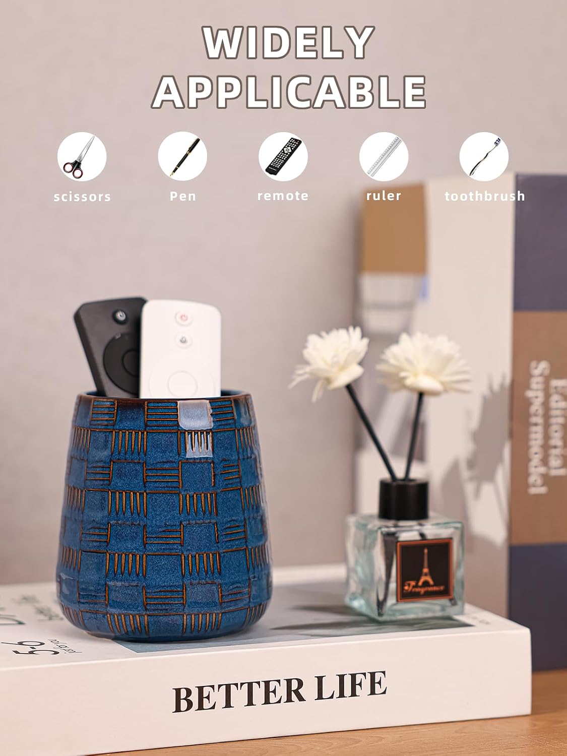 Ceramic TV Remote Control Holder / Blue