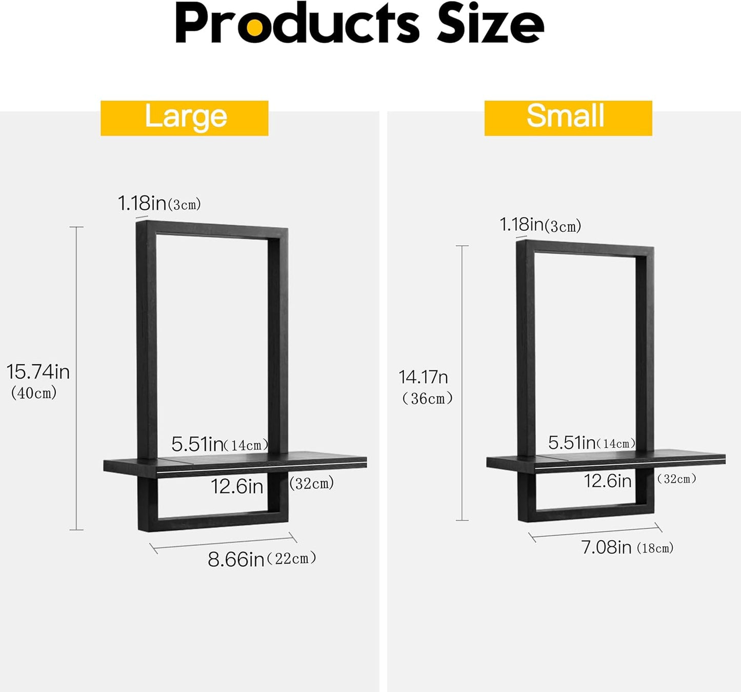 Square Floating Shelves / Black / Set of 2