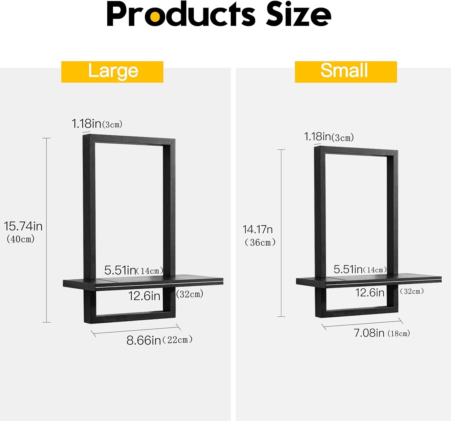 Square Floating Shelves / Black / Set of 2