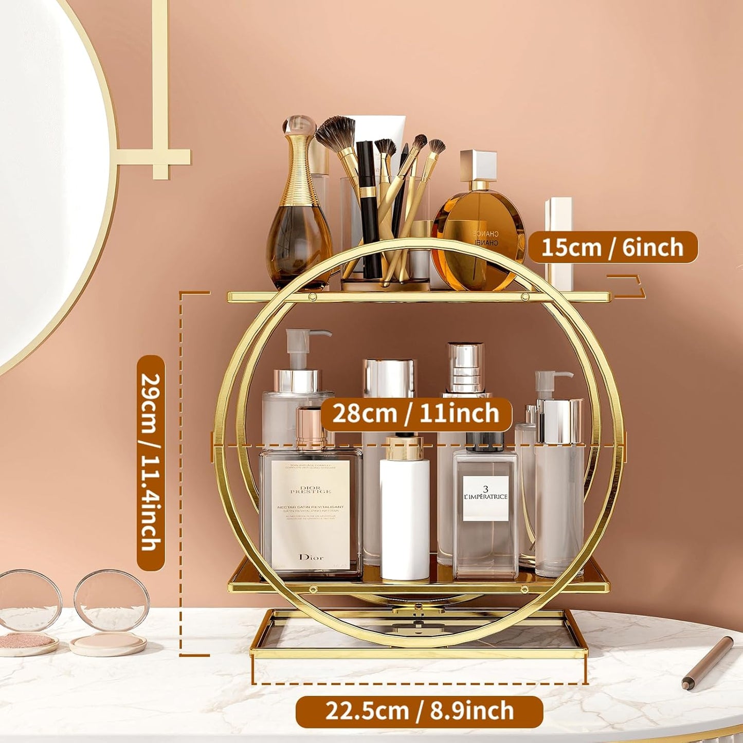 Makeup Organizer for Vanity / Gold