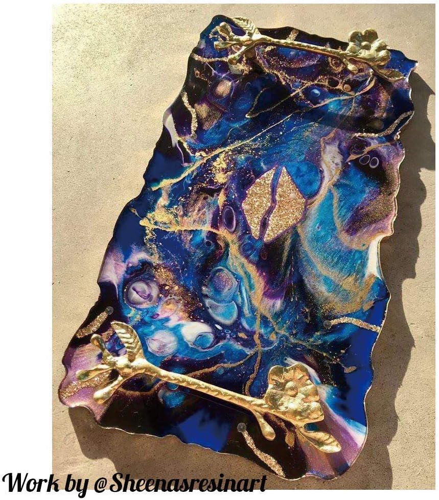 2 Size XL Large Tray Silicone Molds Epoxy Resin Geode Tray Mold / Gold / 14 Inch