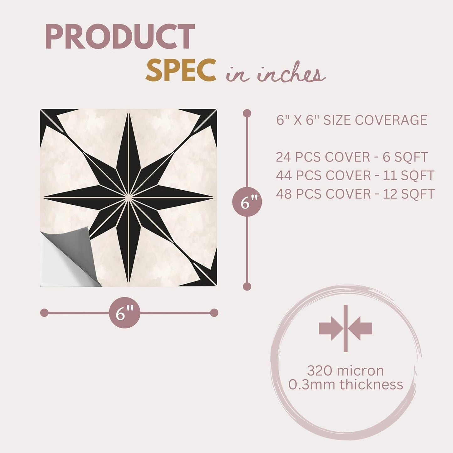 Positano Peel and Stick Tile Stickers Vinyl Self-Adhesive Backsplash / 6 x 6 / Set of 22