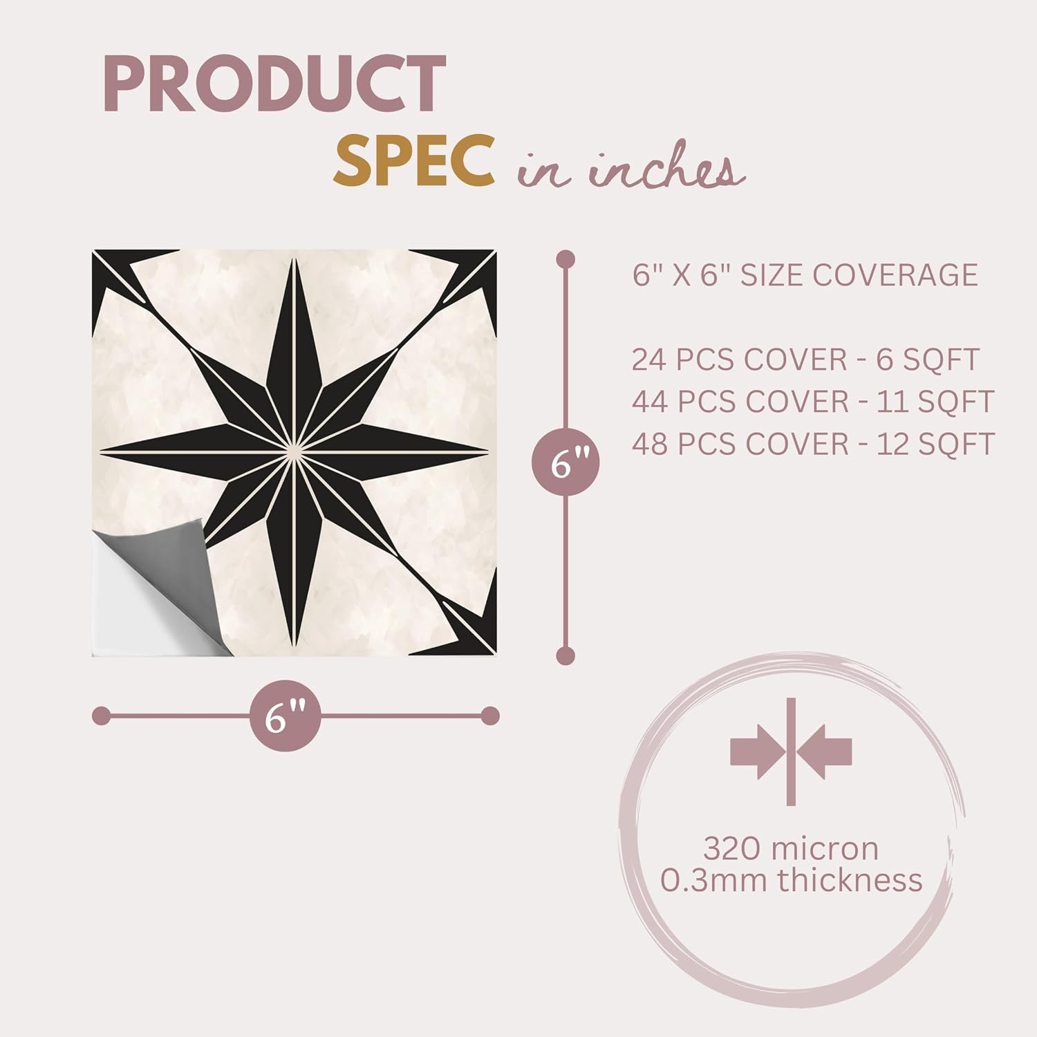 Positano Peel and Stick Tile Stickers Vinyl Self-Adhesive Backsplash / 6 x 6 / Set of 22