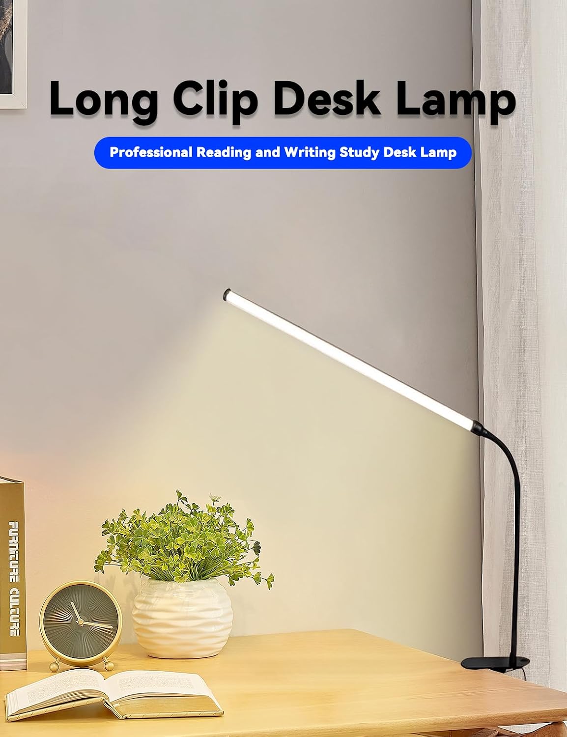 2 Pack LED Desk Lamp with Clamp,Eye-Friendly Clip on Lights for Home Office Study Reading,3 Modes 10 Brightness,Long