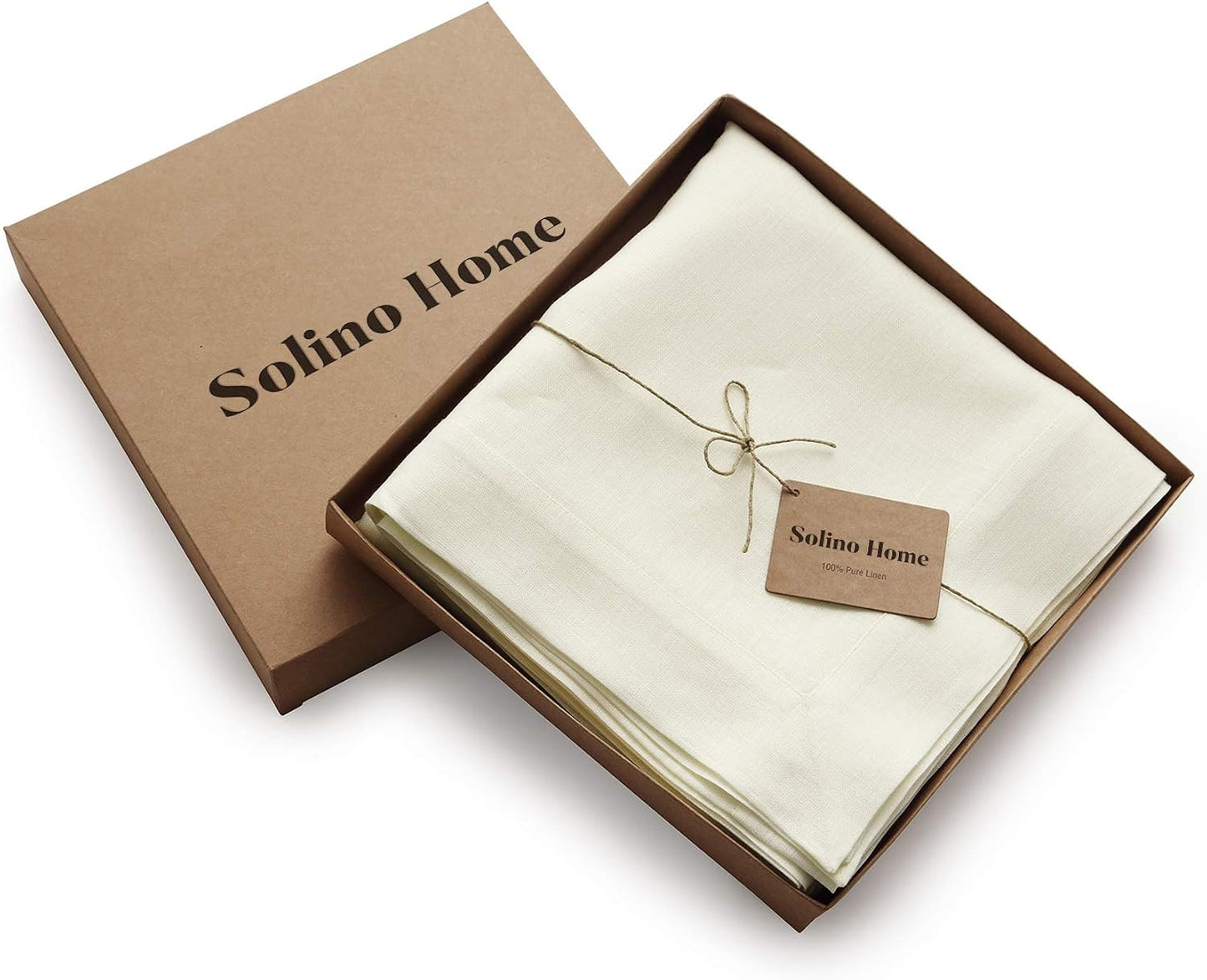 Solino Home 100% Pure Linen Tablecloth Ivory Rectangular, Fete 60 x 102 in | Linen Table Cloth for 6-8 seater dining