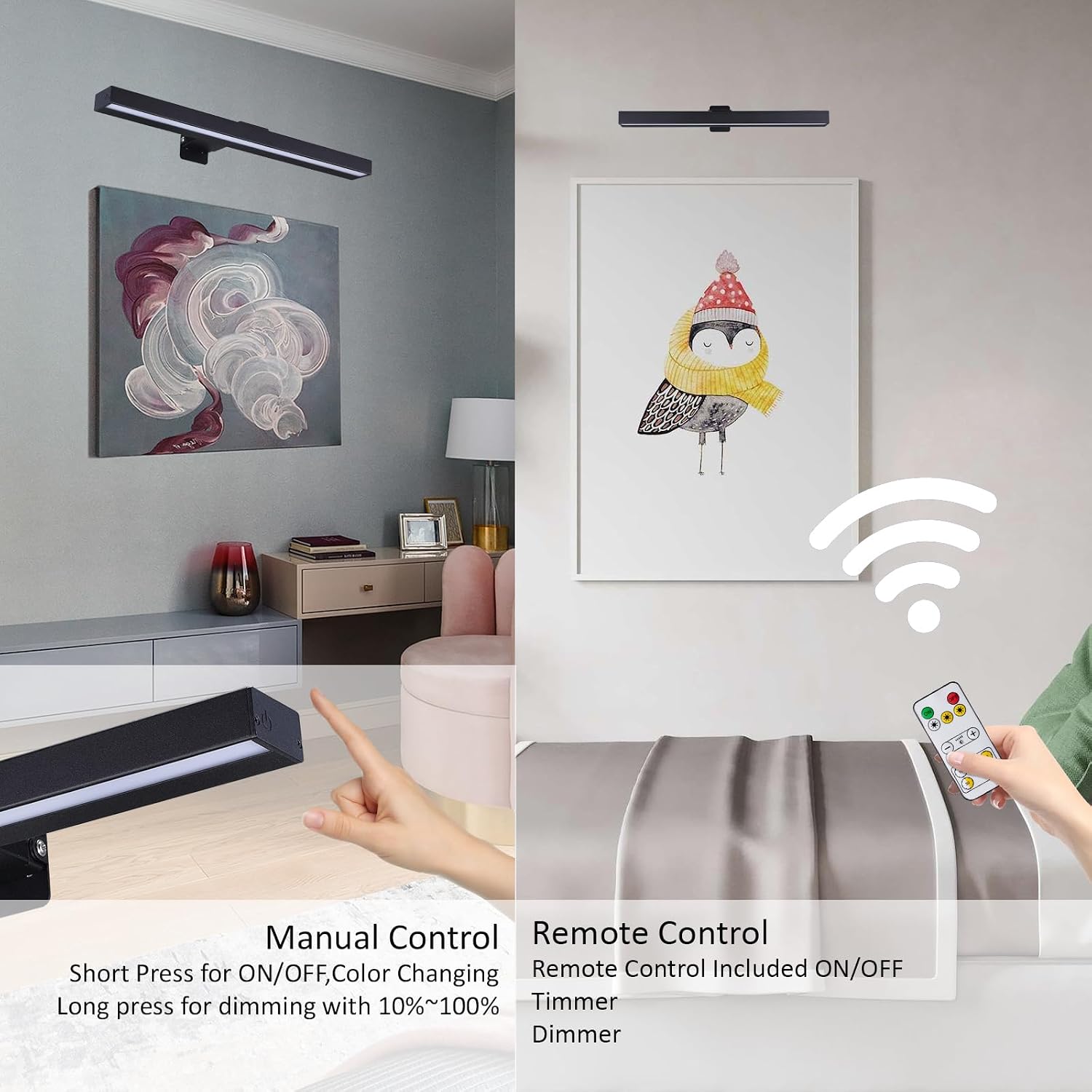 MIOBLUE LED Picture Lights with Remote, 16in Metal Battery Operated Picture Light,Rechargeable Display Lamp,Dimmable