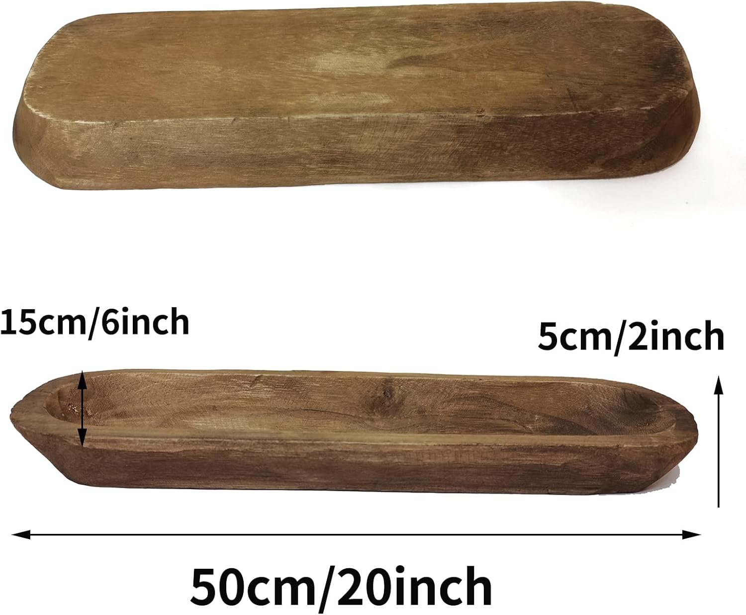 Wooden Dough Bowl Decor / 20inch Brown