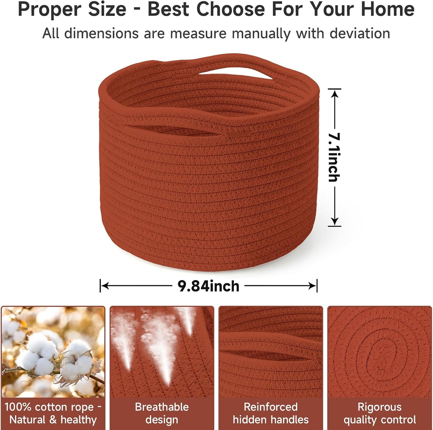 Round Woven Basket / Brick Red / Set of 3