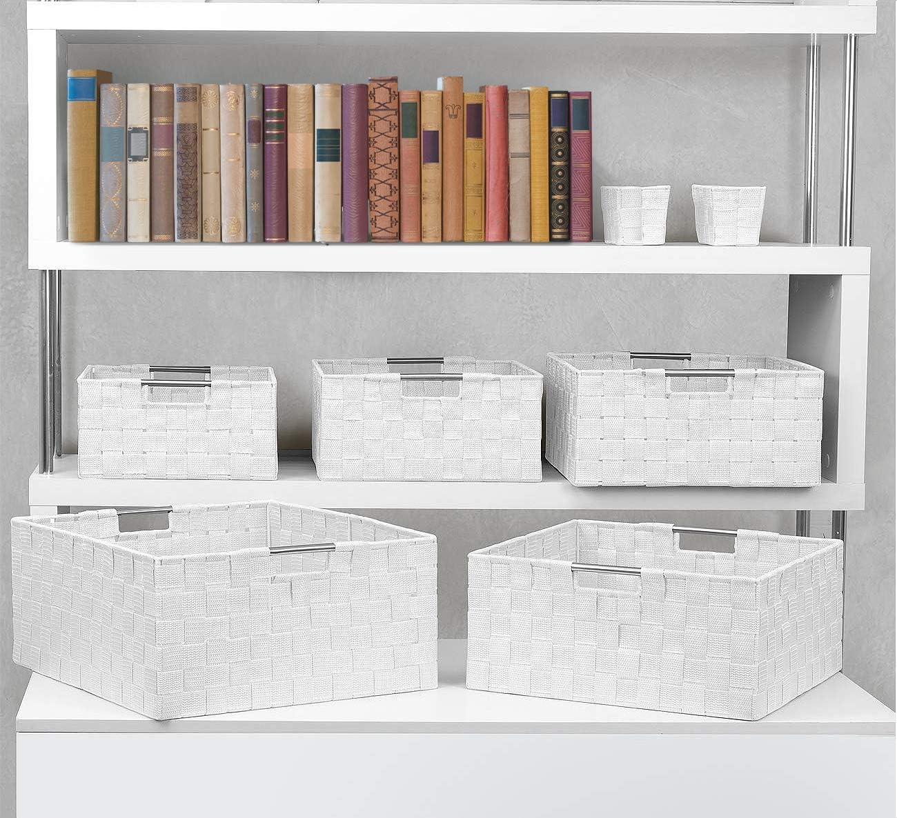 Linen Closet Organizers and Storage / 7 Piece - White / Set of 7