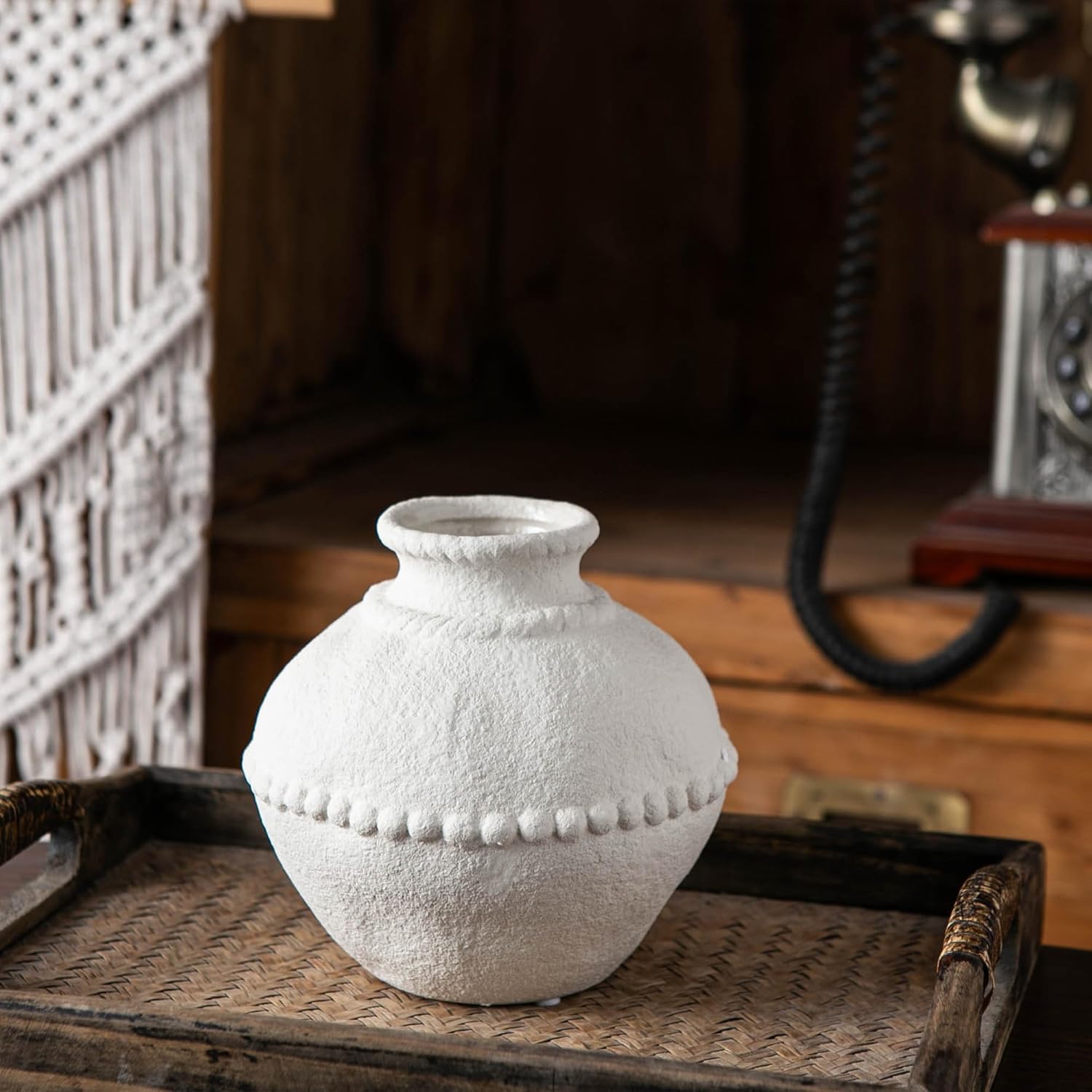 Rustic Ceramic Vase / White - Small