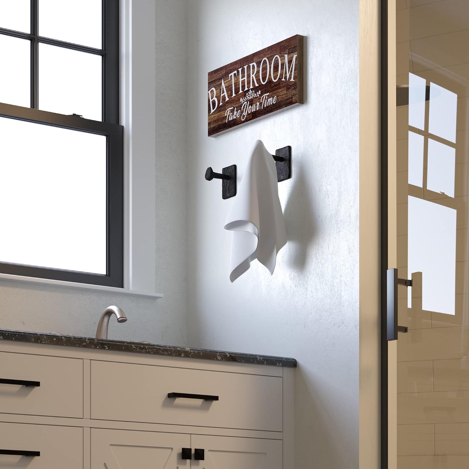 Billow Wall Mount Cast Iron Hooks Coat Towel Bag Hat Hanger Multiuse Entryway Railroad Spike / Black