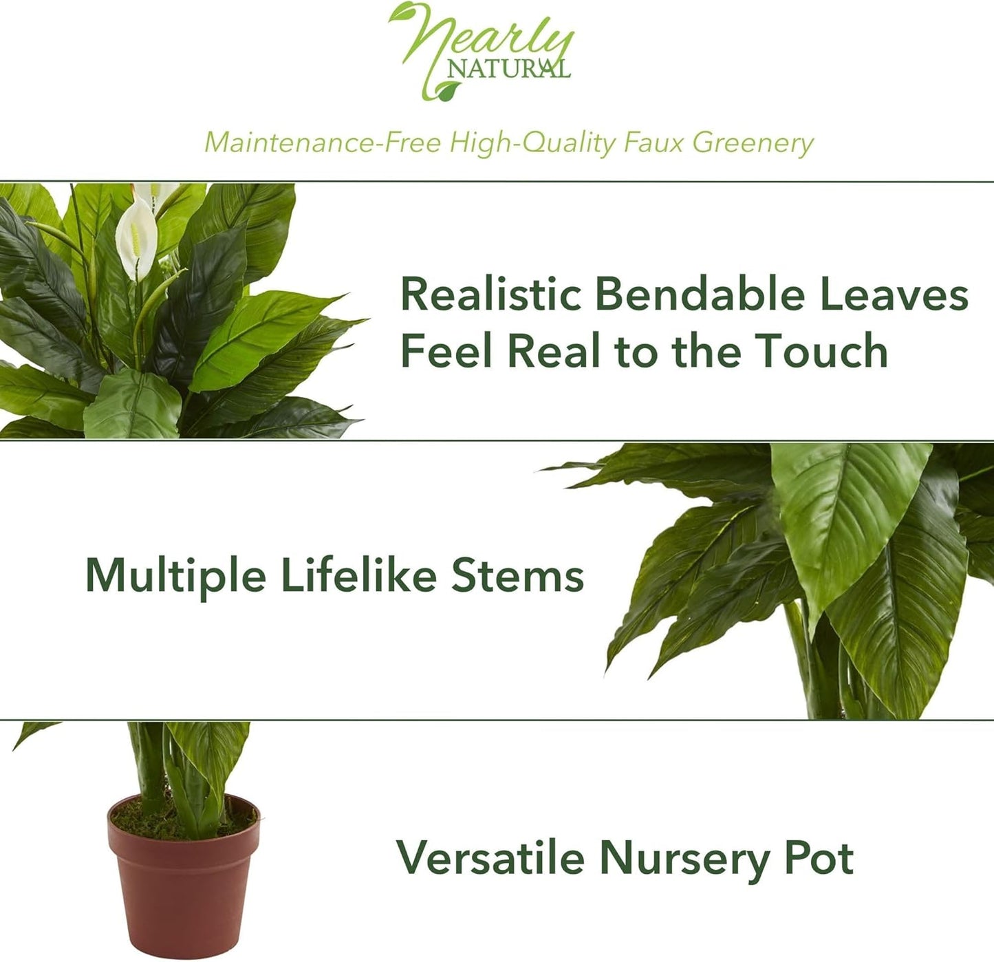 Artificial Peace Lily Plant / White / 42 Inch