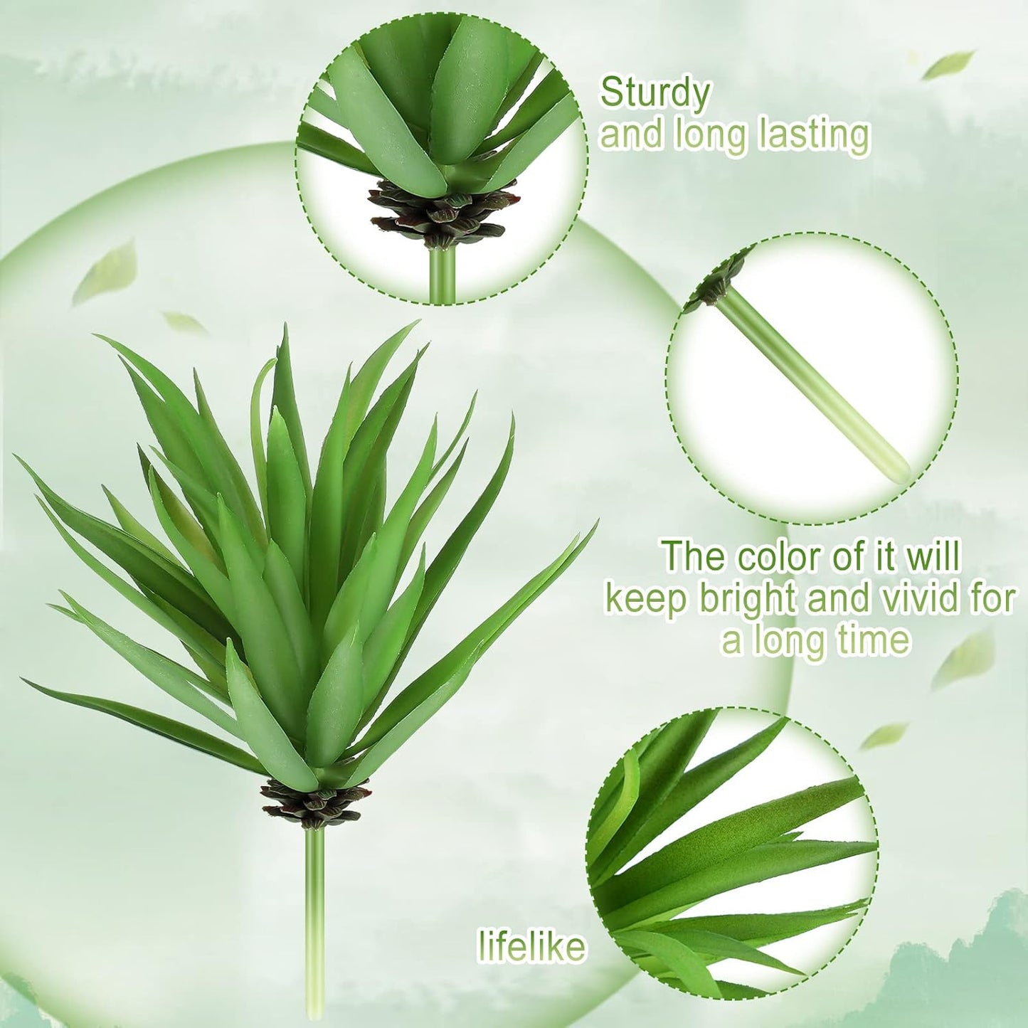 Artificial Succulents Plants Faux Succulents Unpotted Yucca Lifelike Touch Agave / Green / Set of 8