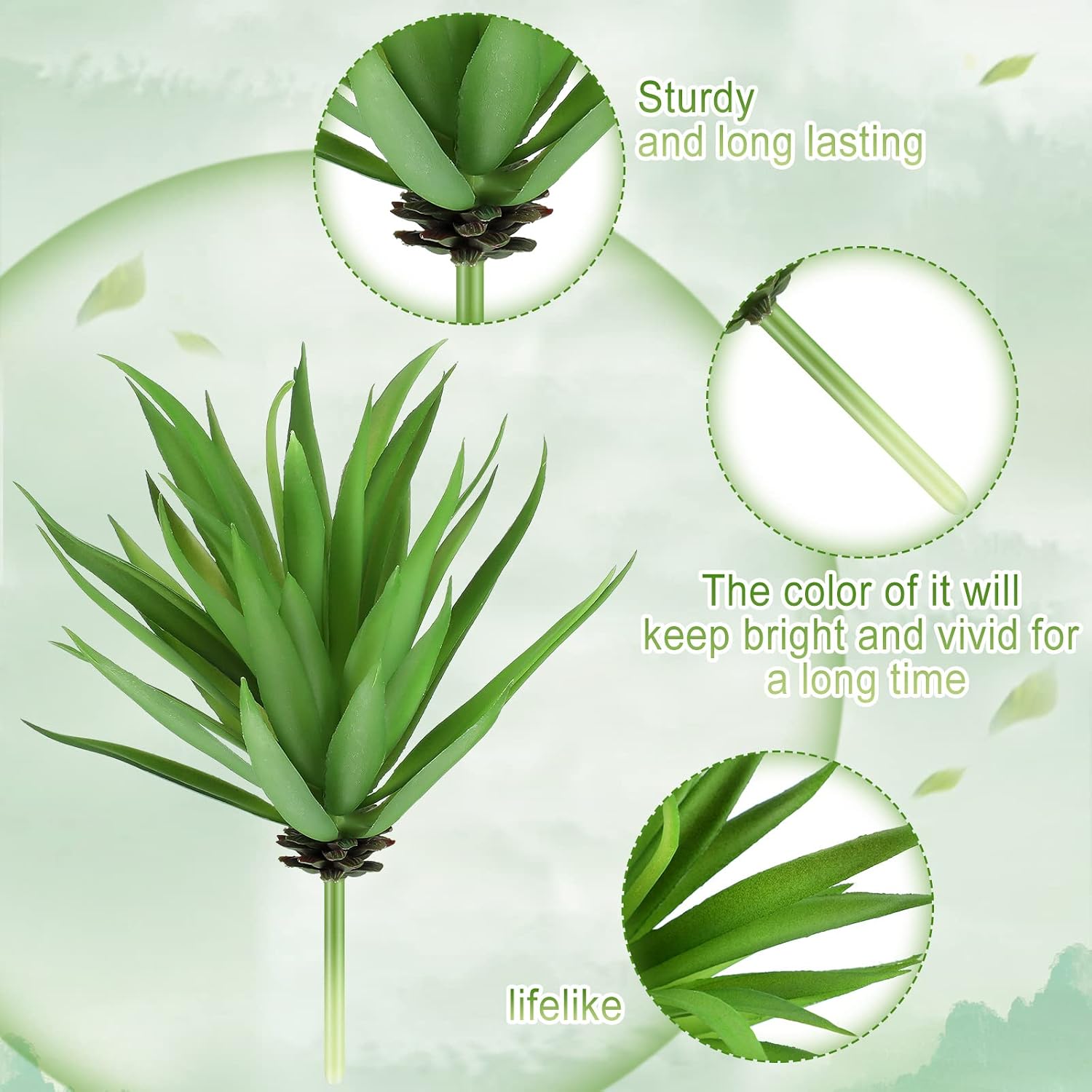 Artificial Succulents Plants Faux Succulents Unpotted Yucca Lifelike Touch Agave / Green / Set of 8