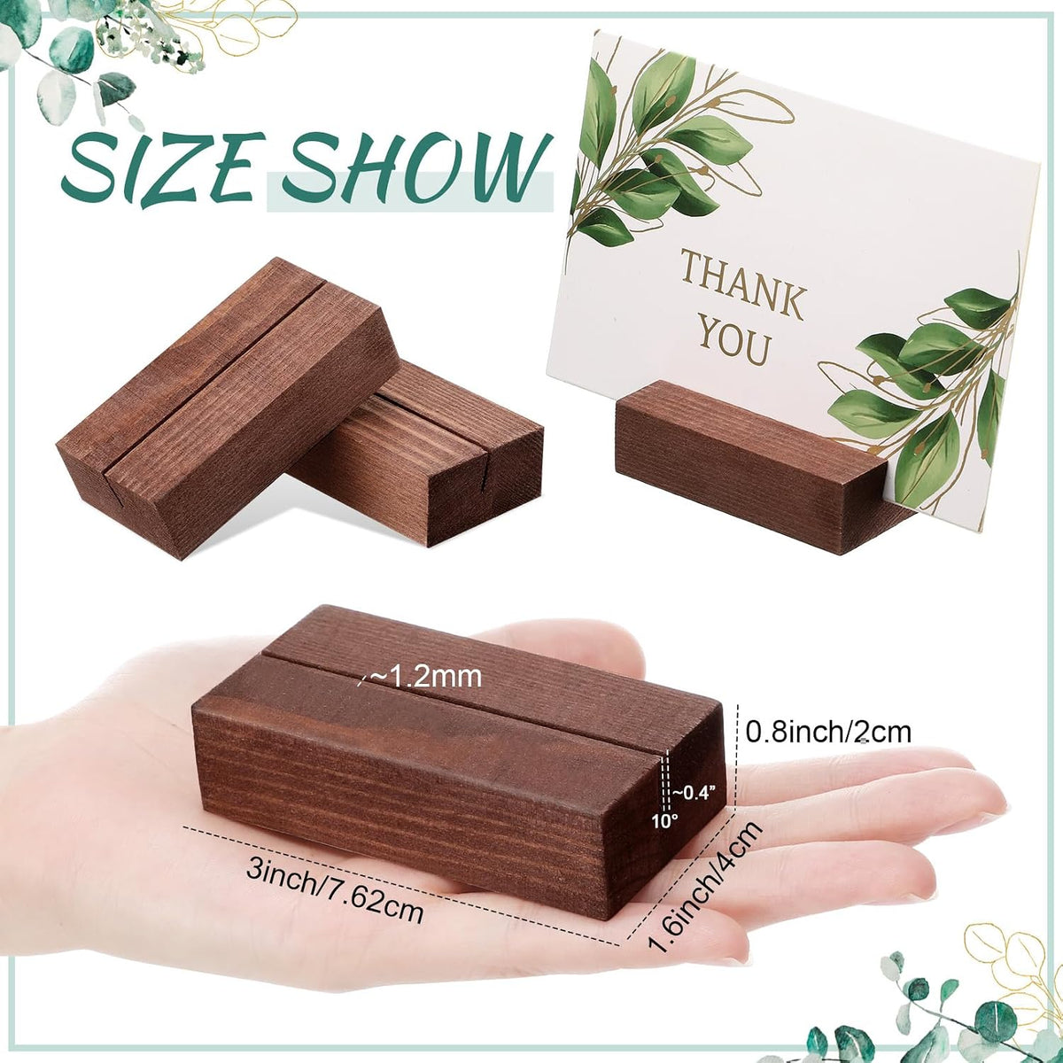 Blosssound 24 Pcs Wood Place Card Holders,3 x 1.6 x 0.8 Inches,Brown | Table Number Stands Wedding Party Events, Name