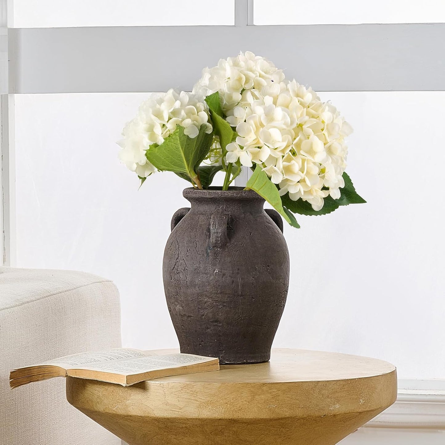 Rustic Ceramic Distressed Vase / 9.5 Inch-3 Ears / 9.5 Inch