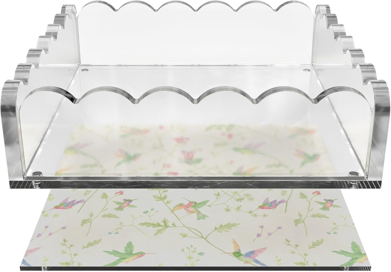 Scalloped Acrylic Tray / Clear / 8 x 8
