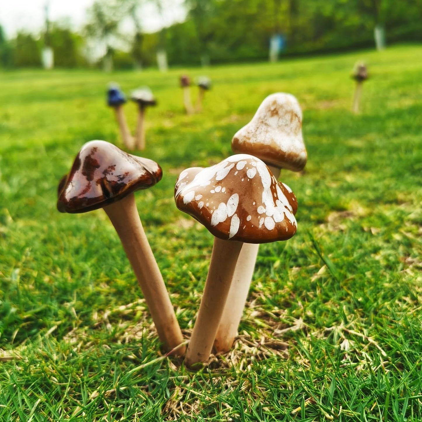 Accessories Ceramic Mushroom Garden Pot Decoration Mushroom Figurine Indoor and Outdoor / Set of 8