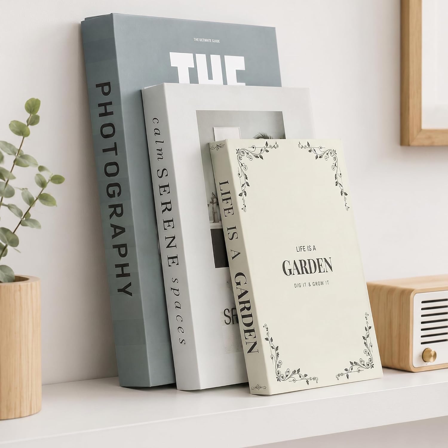 Faux Book Storage Boxes / Sage-beige / 3 Books / Set of 3