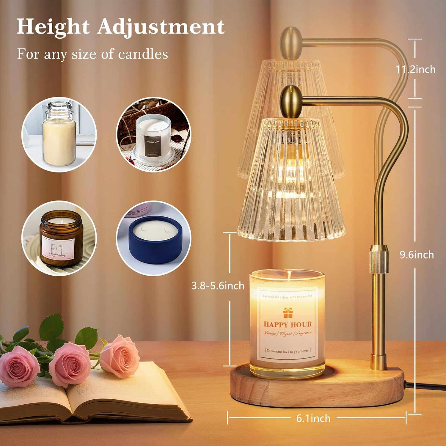Imenlox Candle Warmer Lamp, with Timer and Dimmer, Adjustable Height, for Mom, Christmas Birthday Gifts for Women