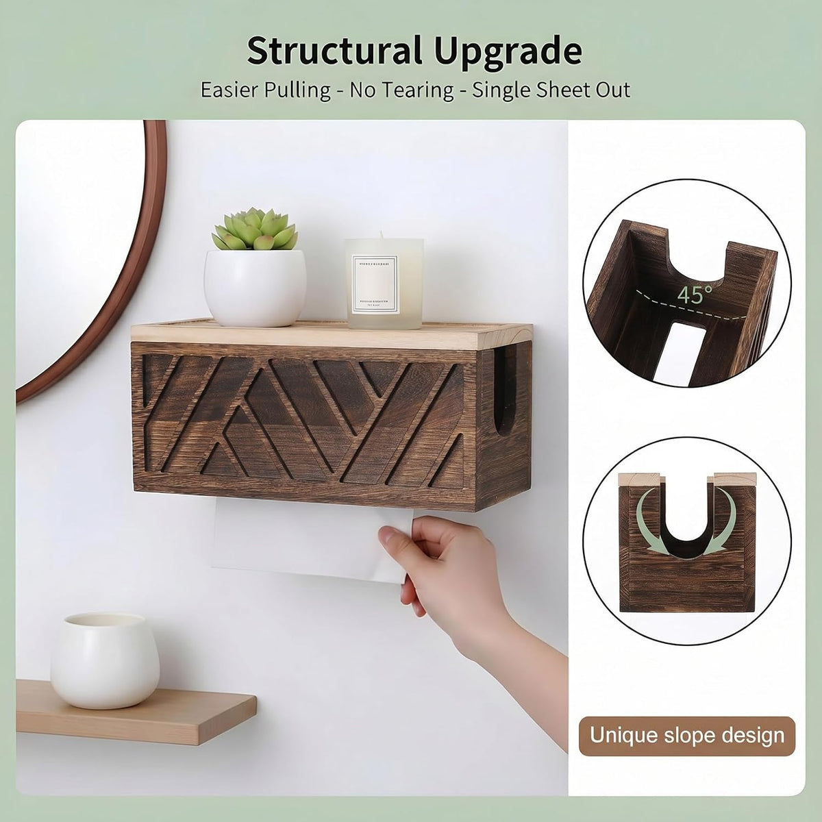 Paper Towel Dispenser Wall Mount Paper Towel Holder with Lid Solid Wood Commercial C-Fold, Z-Fold Hand Papers Towels