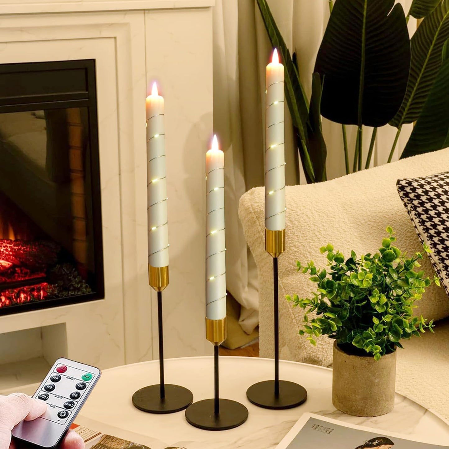 danip flameless Cone Candle, Patented Starlight String, with 11 Timing Key Remote Control, Battery Powered, Patented