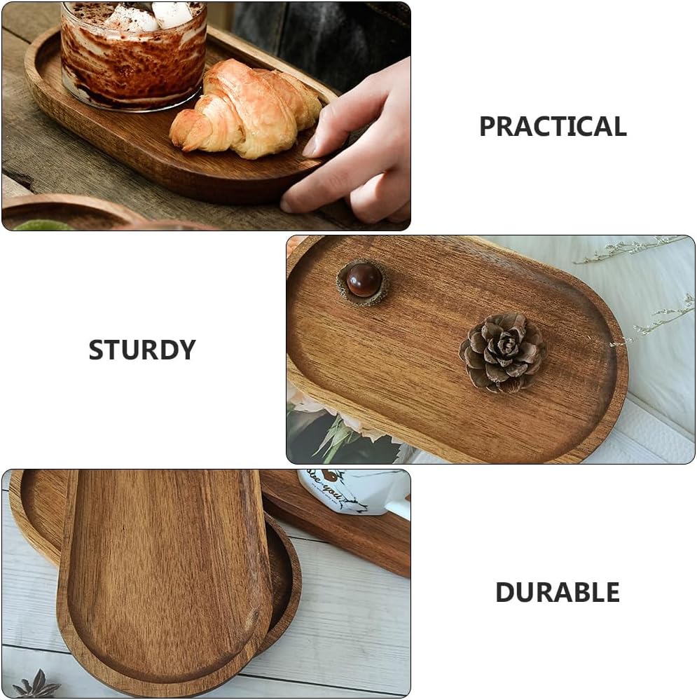 Wooden Serving Trays and Platters Set Oval / Light Coffee Colorx3pcs / 20 x 11.8 x 1.5 / Cmx3pcs