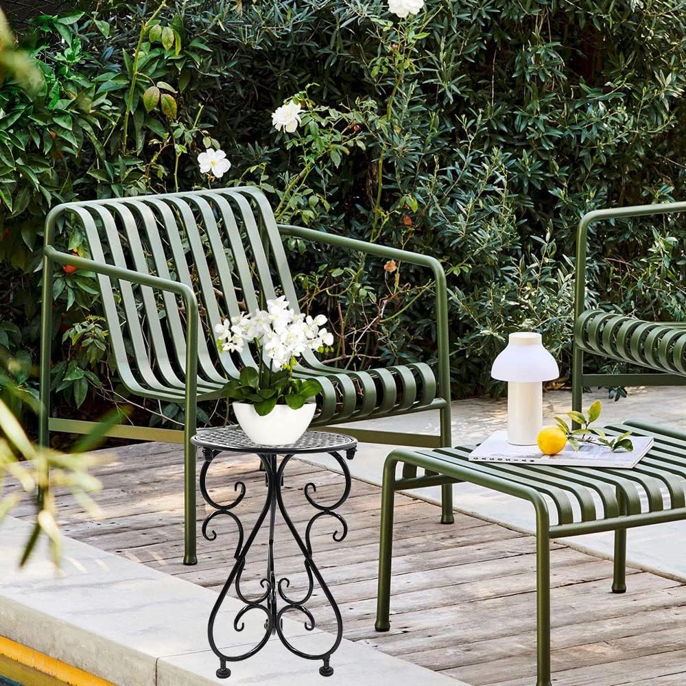 NAKUPE Plant Stand Indoor & Outdoor Flower Pot Stand 17" Tall Metal Plant Table,Single Planter Holder for Patio, Porch