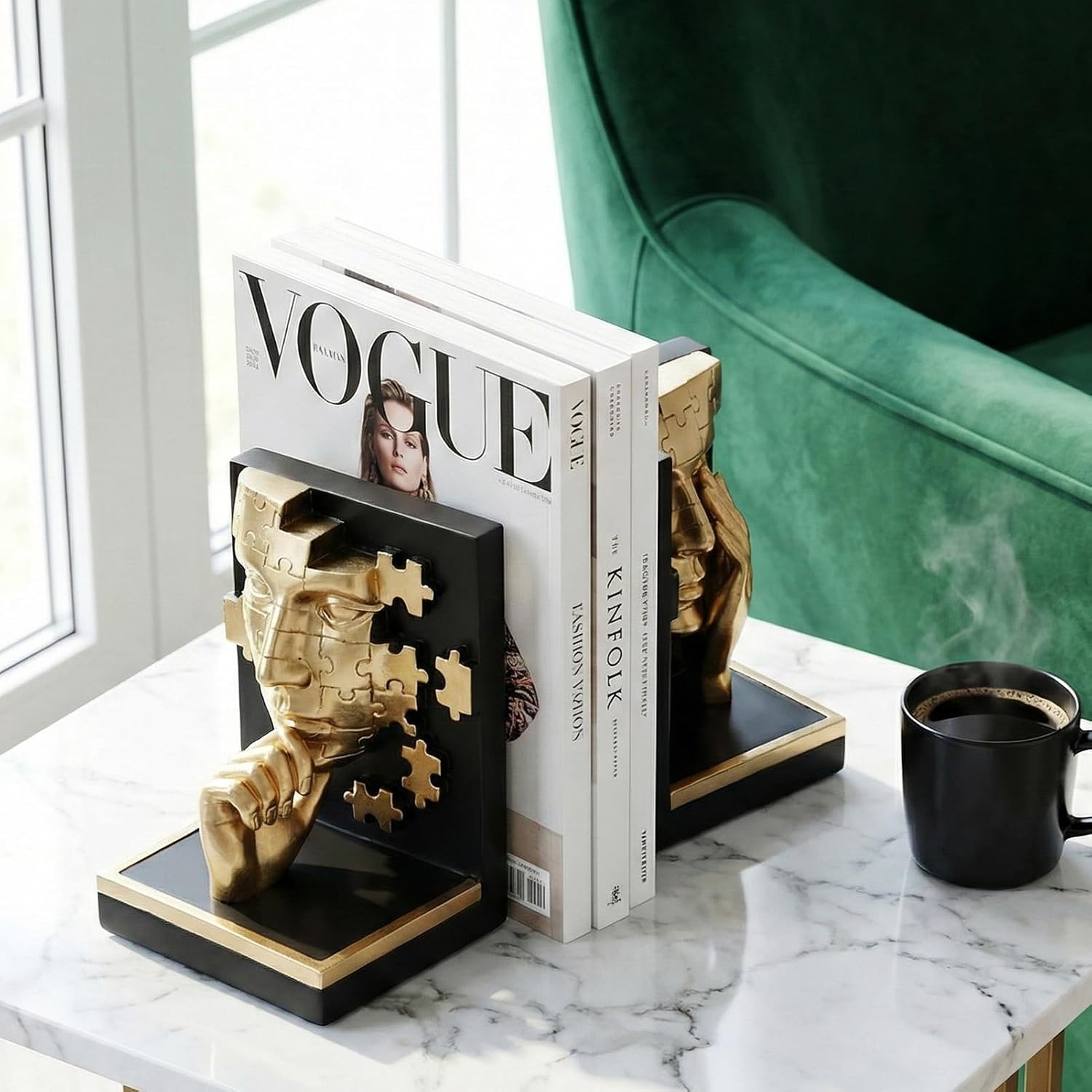 Modern Thinker Bookshelf Decorative Bookends / Gold
