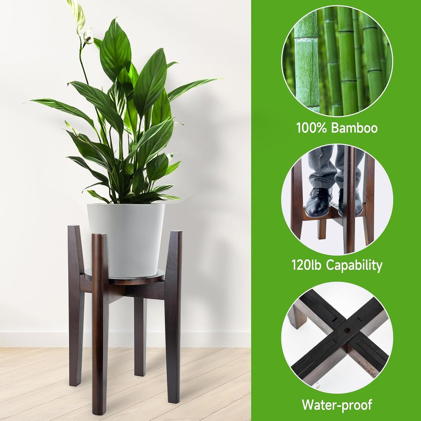2 Packs Adjustable Plant Stand with Tray,Indoor Wood Plant Stand Fit 8'' to 12'' Planter,Mid Century Modern Flower Pot