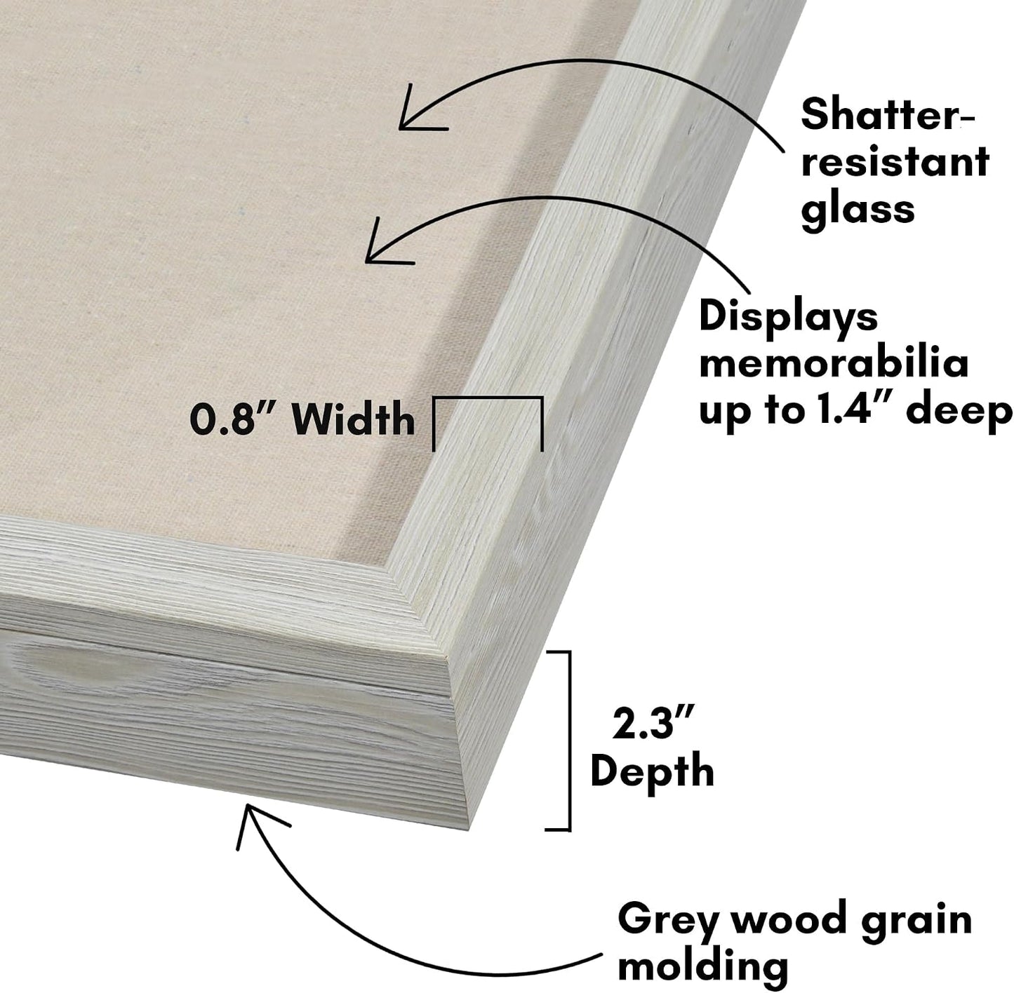 Americanflat 11x14 Shadow Box Frame - Engineered Wood - Grey Wood | Shatter-resistant glass, 1.4 inch interior depth