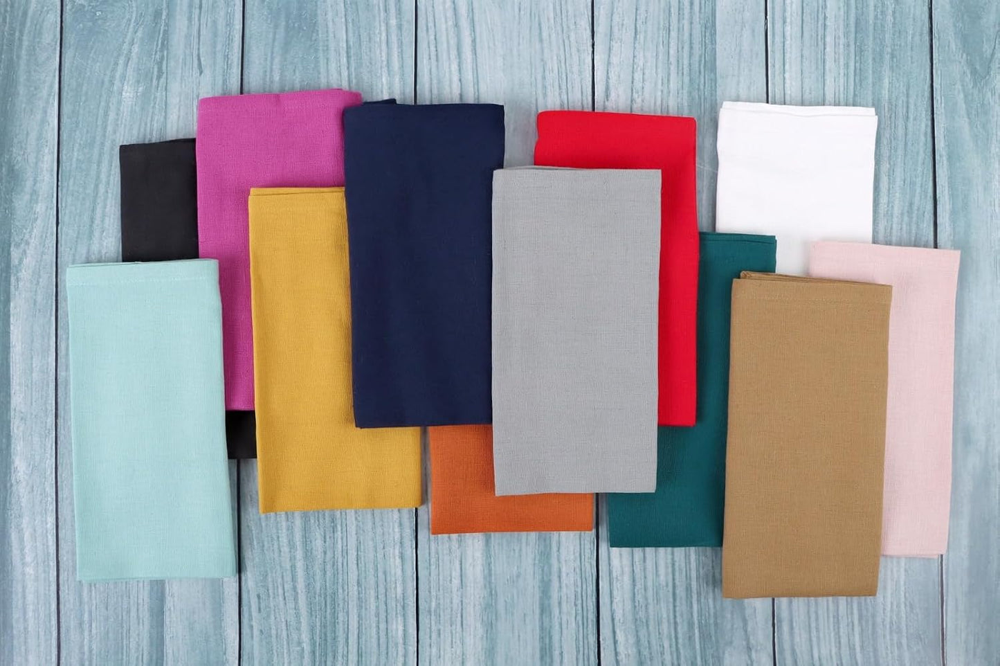 FINGERCRAFT Cloth Napkin, Cotton Linen, Set of 12, 18x18 inch, Gold | Mitered, premium quality, soft, absorbent fabric