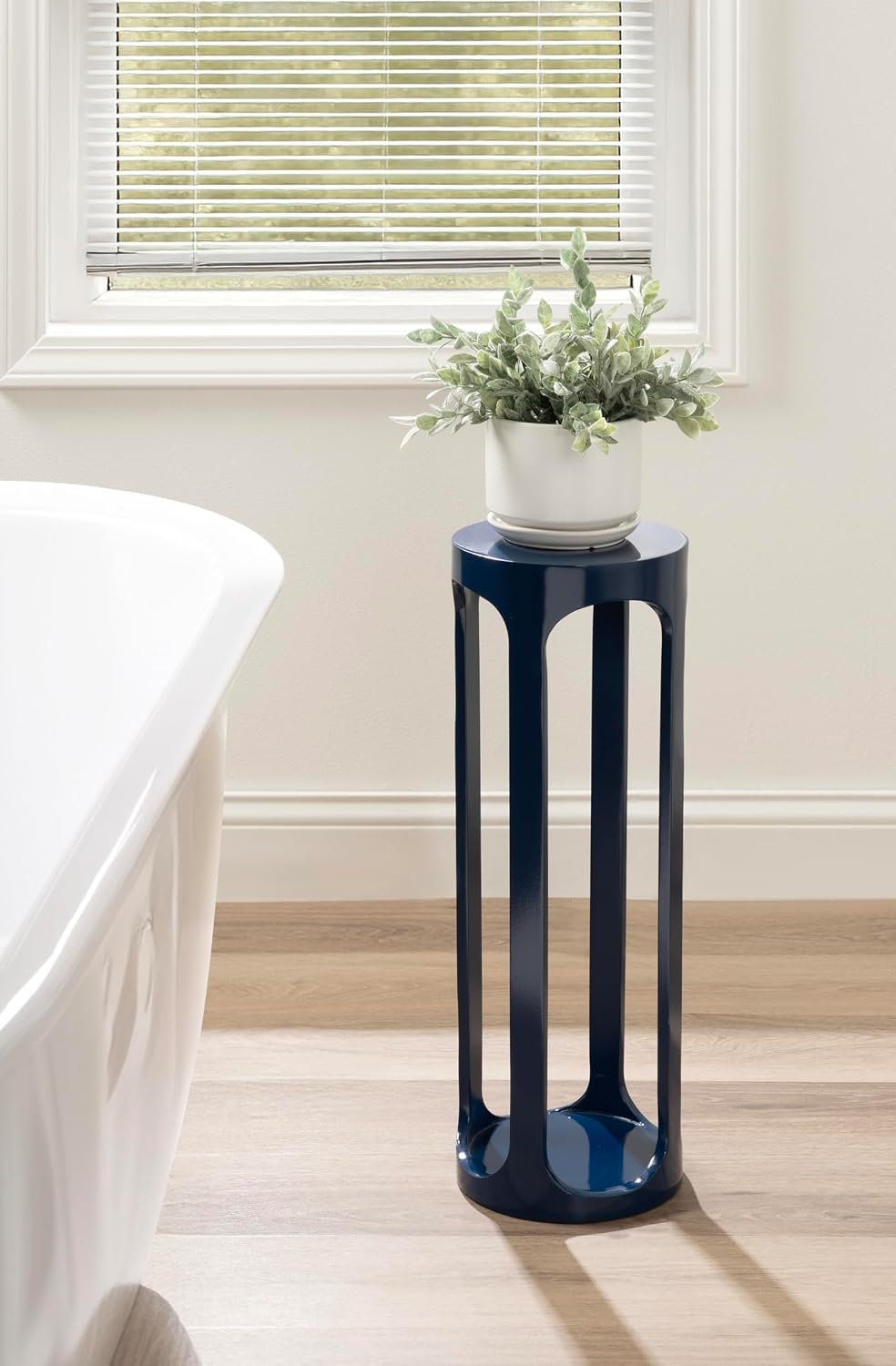 Dahl Modern Wooden Round Drink Table / Navy Blue / 8 x 8 x 23