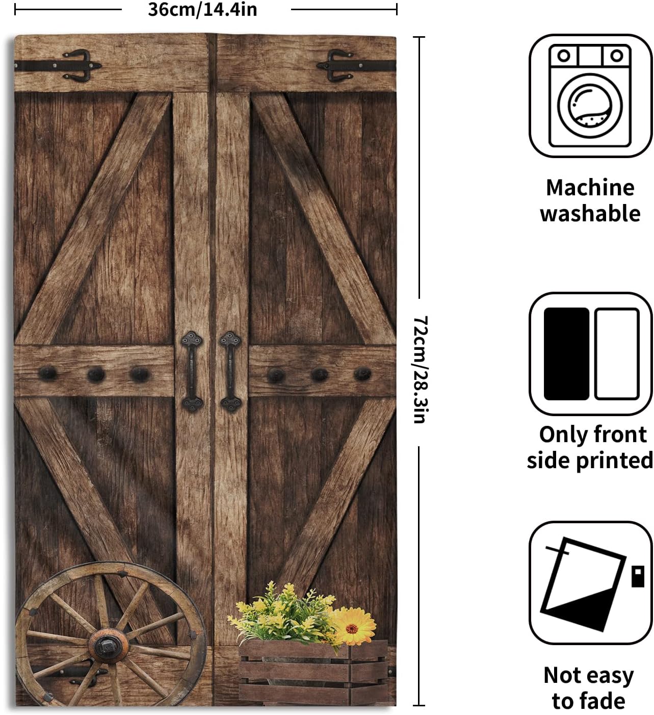 Giwawa Rustic Barn Door Hand Towels Set of 2 Brown Wood Fingertip Towels Soft Absorbent Towels for Bathroom Kitchen