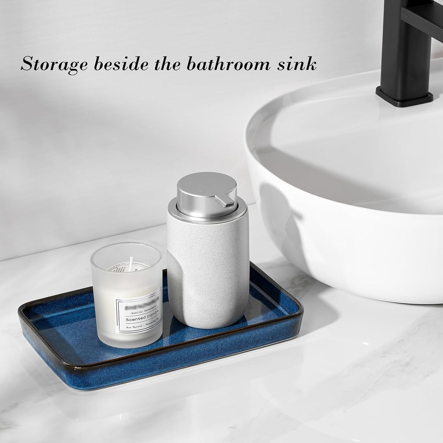 Bathroom Vanity Tray for Countertop- Ceramic Decorative / Kiln-transformed Blue-1 Pc / 10 x 6 x 1