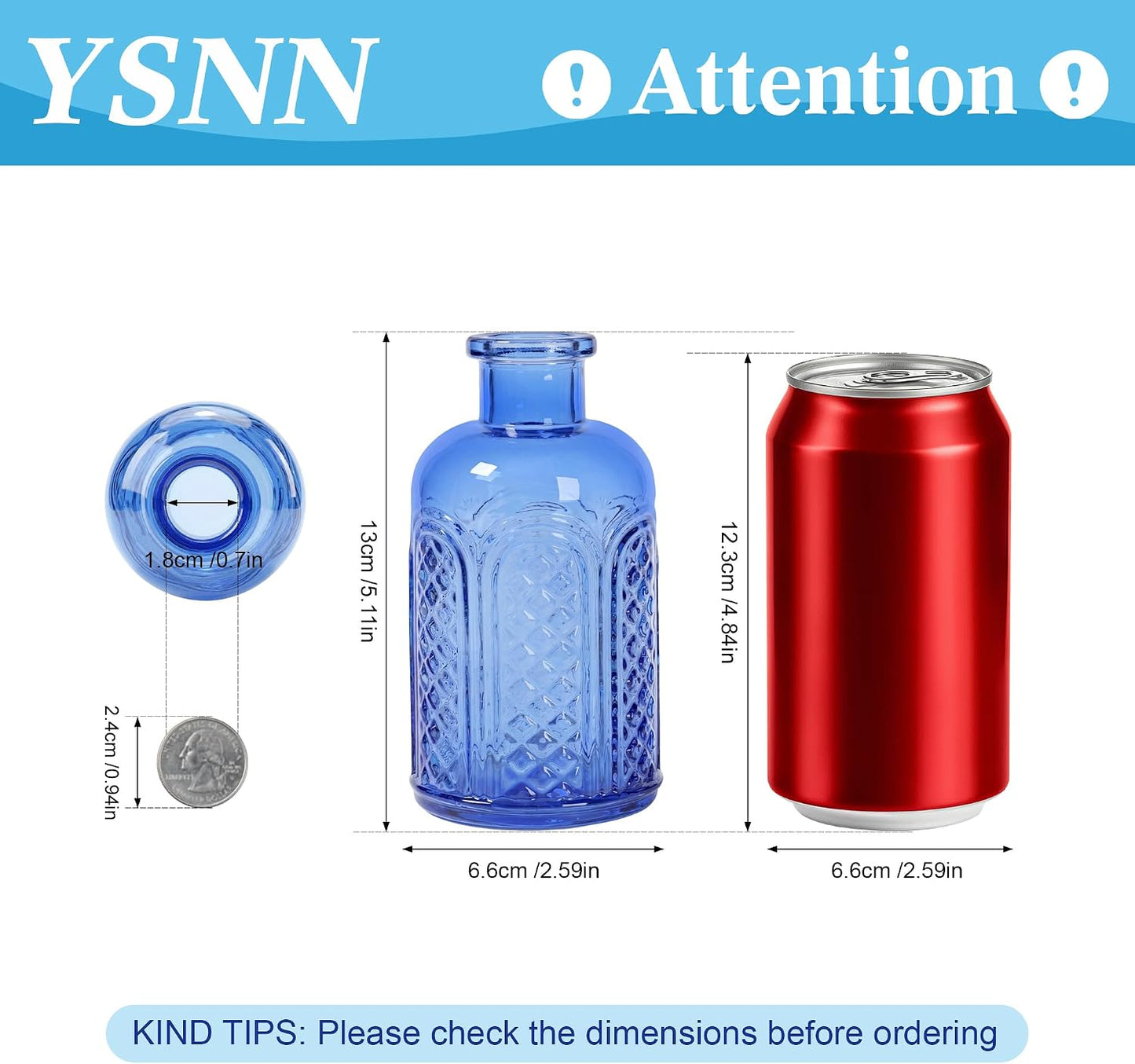 Blue Glass Bud Vases / Blue Series / Set of 30
