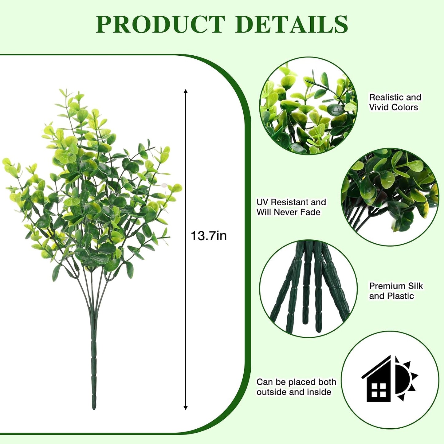 Artificial Boxwood Stems Artificial Plants / Green Boxwood / Set of 24