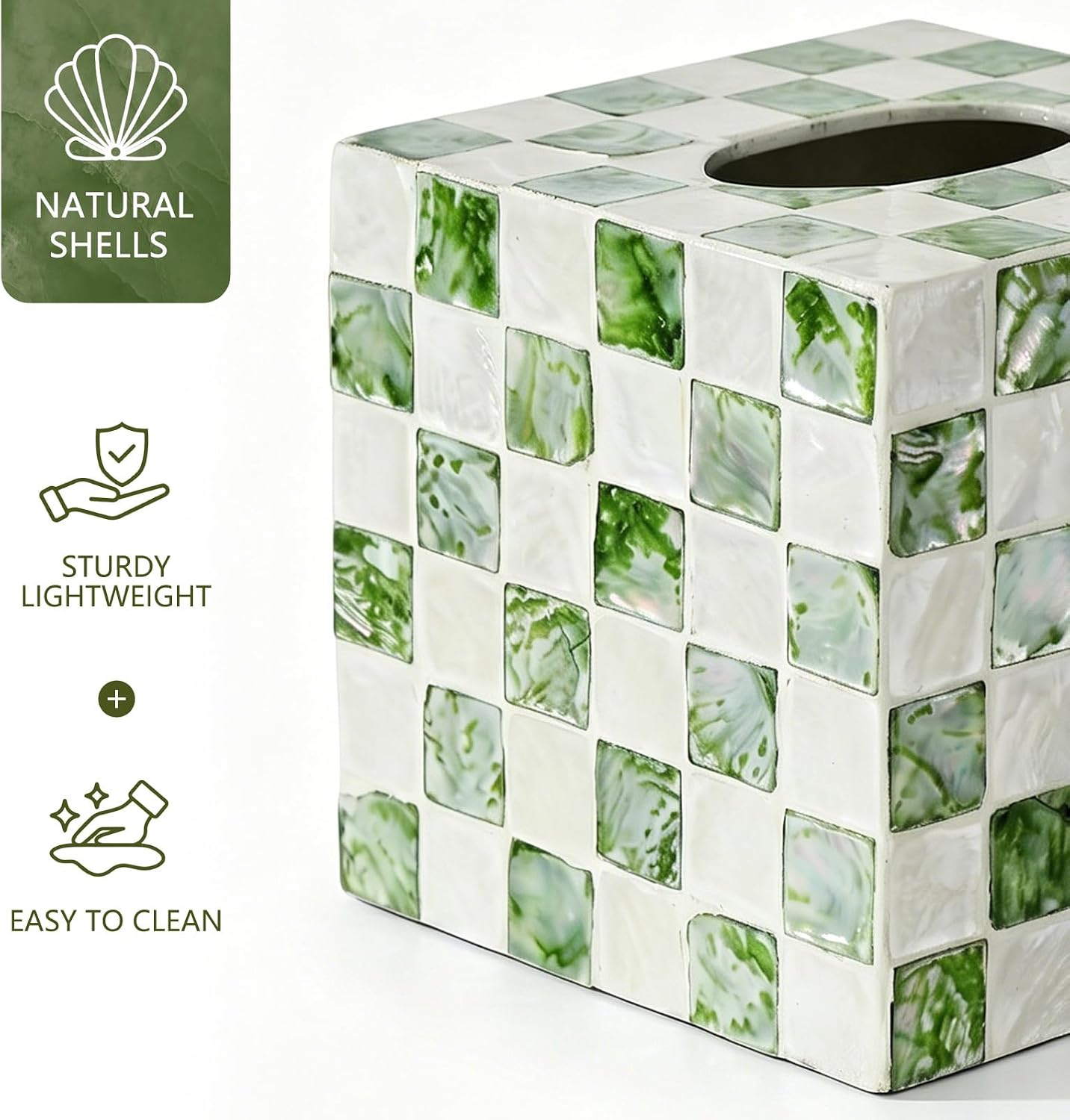Capiz Tissue Box Cover / Green