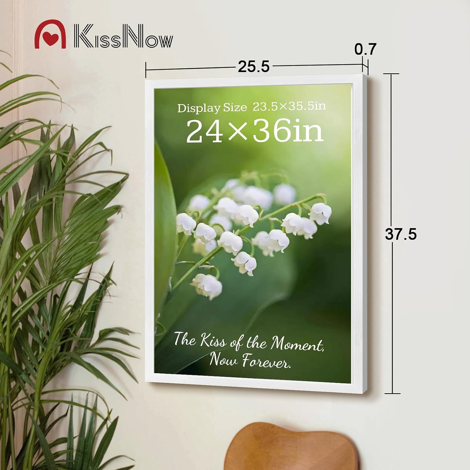 24x36 Poster Frame 4 Pack, White Solid Wood, Gallery Wall Hanging | Wall Hanging, Thick & Wide Border, Clear