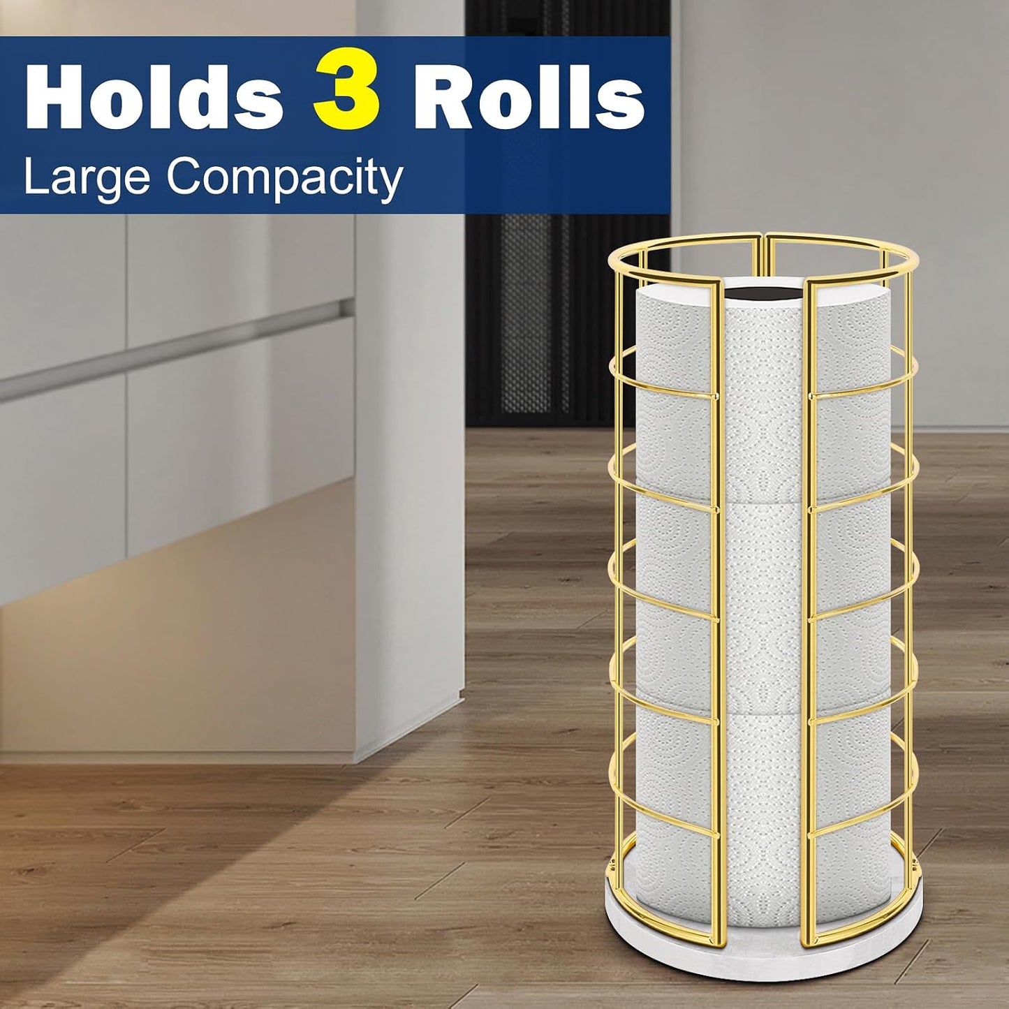 NearMoon Toilet Paper Organizer Stand, Free Standing 3 Rolls Tissue Storage, Metal Bathroom Accessory, Rustproof Toilet
