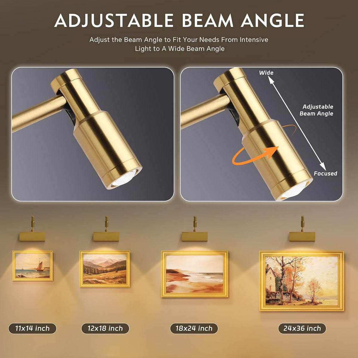 Wireless Picture Light for Wall with Adjustable LED Beam, 8000mAh Rechargeable Art Light for Paintings, Dimmable and