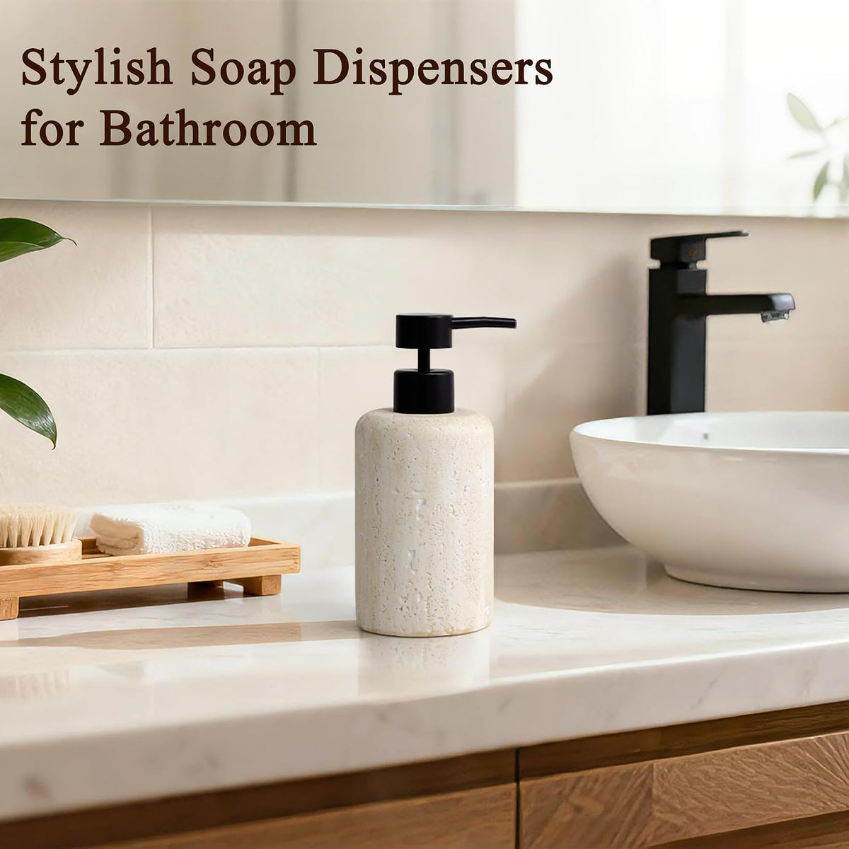 2pcs/Set Hand Soap Dispenser Sets - 10.8oz Refillable Resin Liquid Soap Dispensers with Rust-Proof Pump for Bathroom