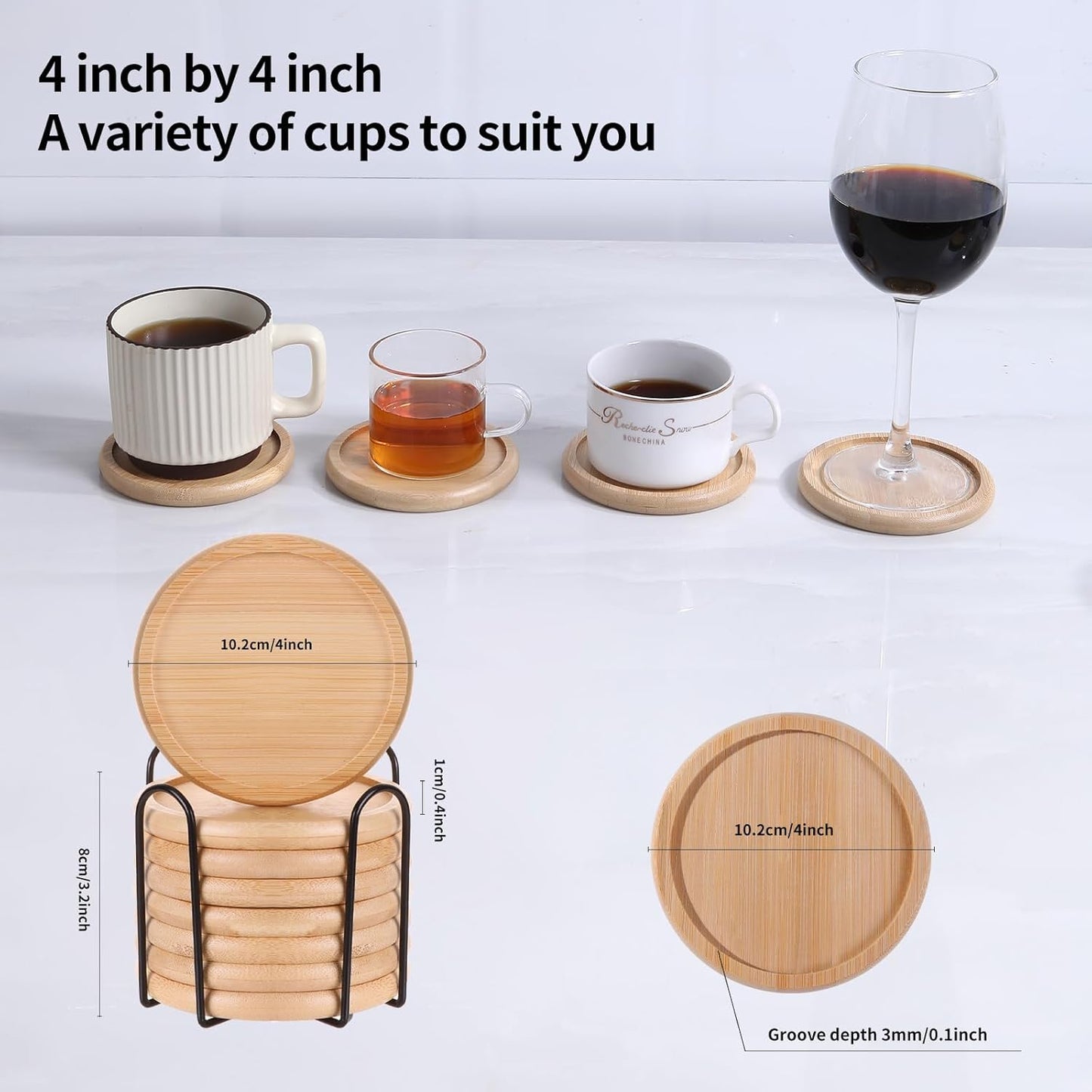 Holder / Cup Mat for Drinks / 4 Inch / Set of 8