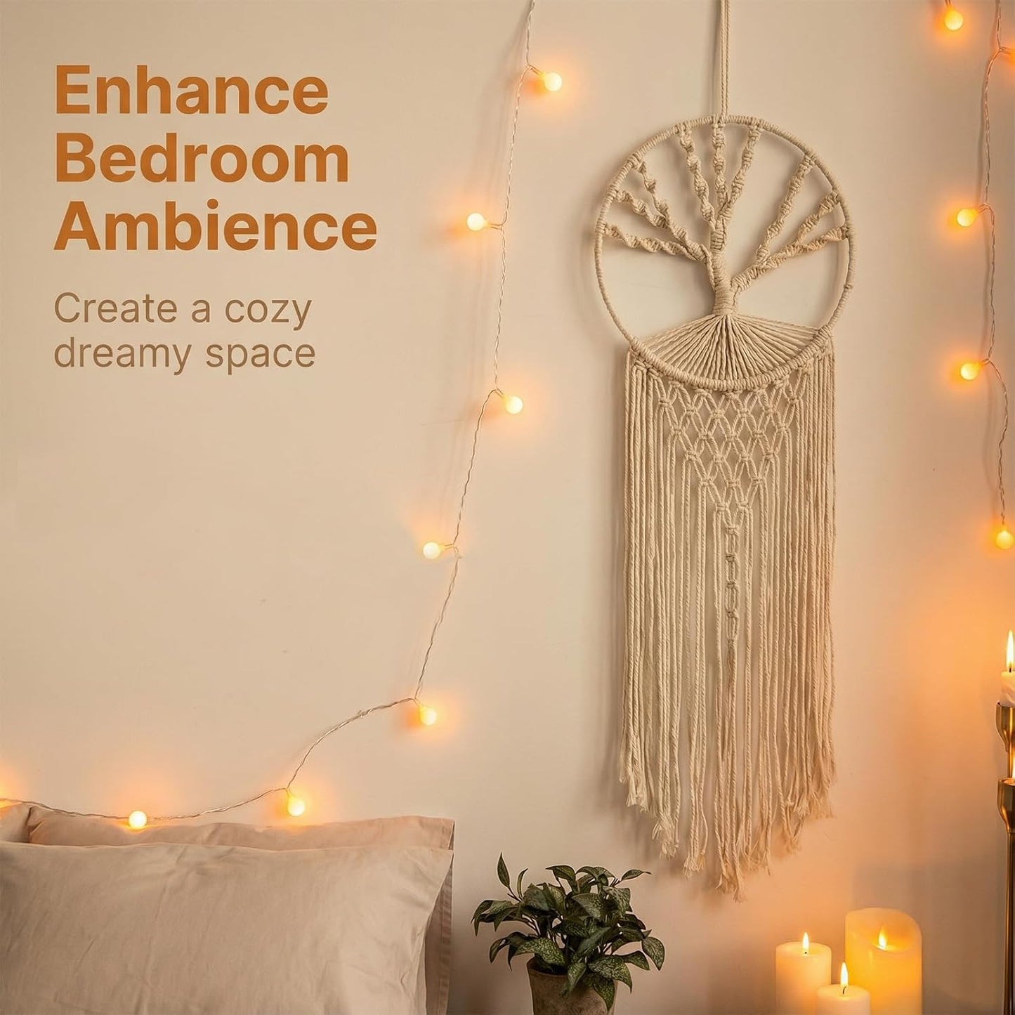 37" Long Vertical Boho Decor / White