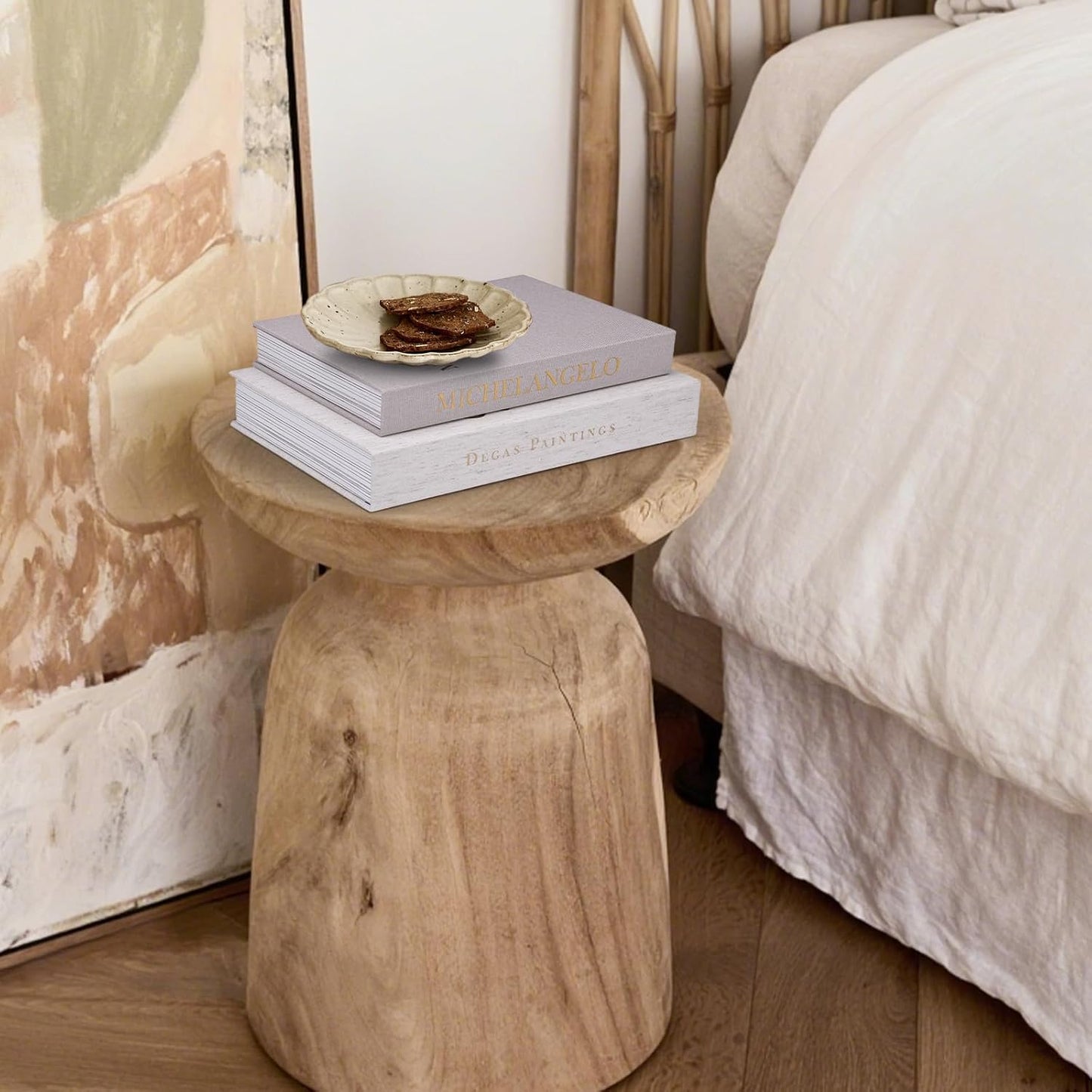 Linen Decorative Books / Linen & Ivory & Pink / Set of 3