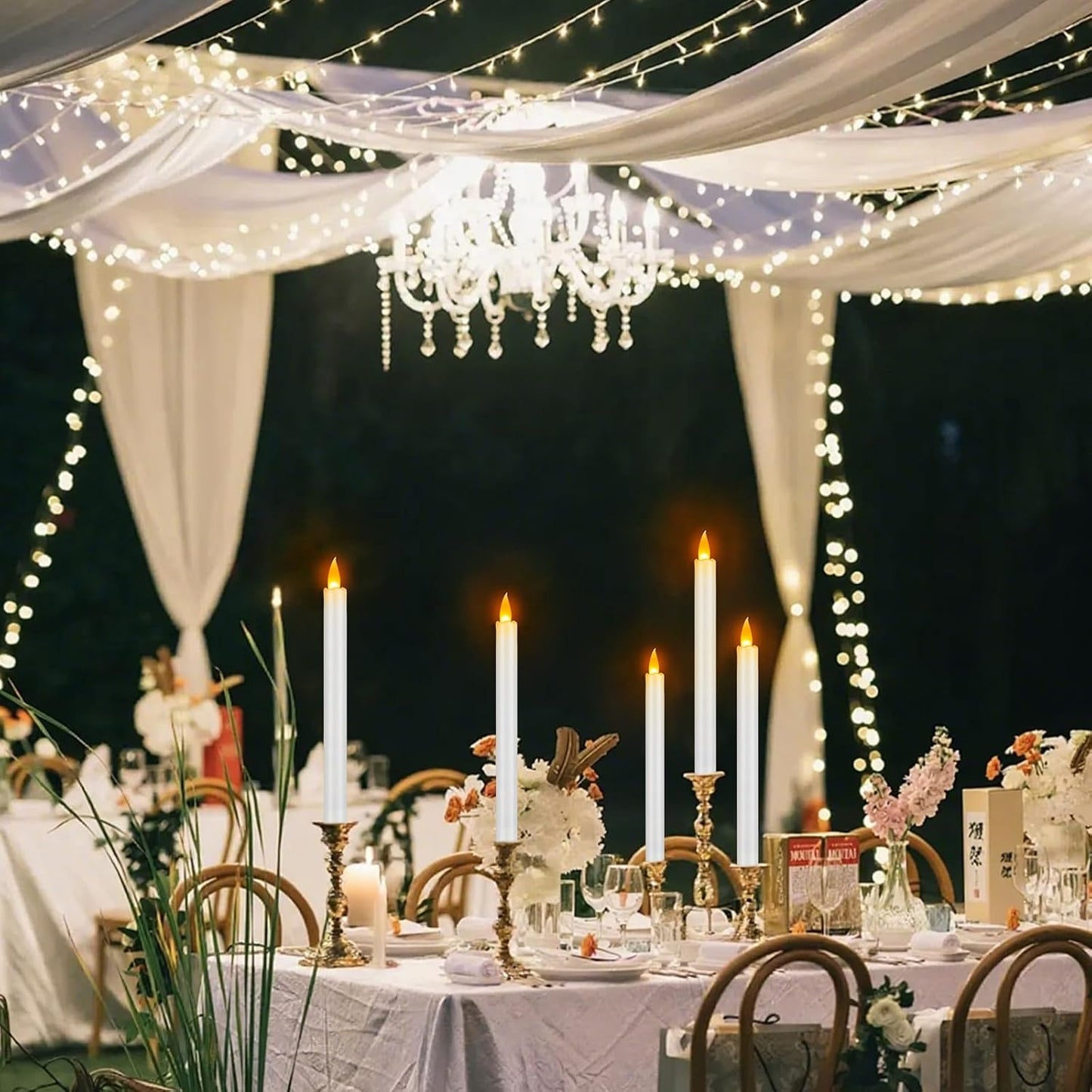 wemarry Flameless Taper Candles 10" Dripless Battery Operated Taper Candles Included Remote Timer 400+ Hours by 2AA